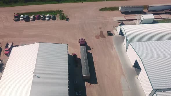 Aerial drone view of an agribusiness that exports cover seeds around the world located in Nebraska U