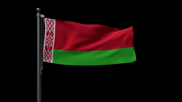 Belarus Flag On Flagpole With Alpha Channel