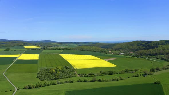 Drone flight over agricultural land in Hochtaunuskreis, Germany