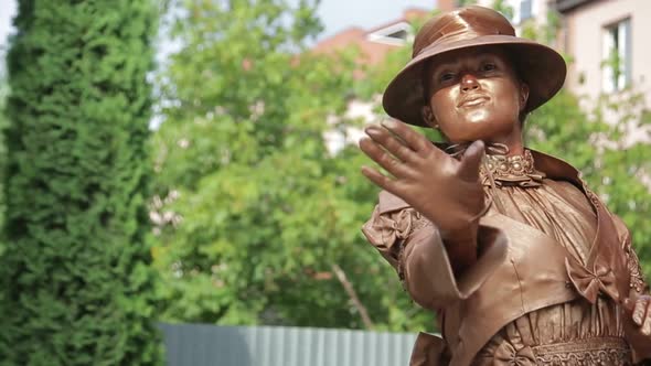 View of the Golden Living Statue of the Performer