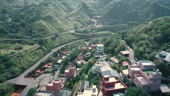 Golden Waterfall in Jiufen, Taiwan.