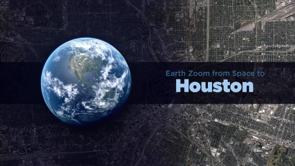 Houston (Texas, USA) Earth Zoom to the City from Space