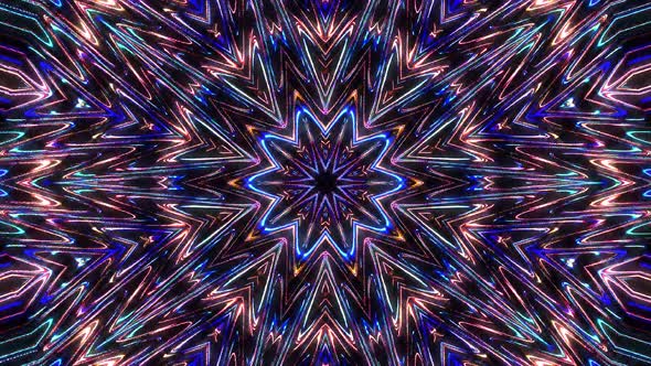 Beautiful abstract kaleidoscope that shines, a radiant light that regulates the subtle movements