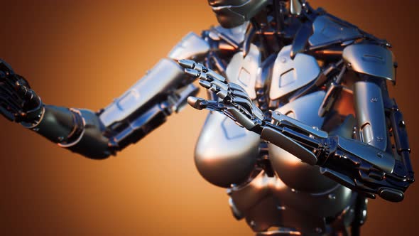 Cyborg Woman with Machine Part of Her Body alt