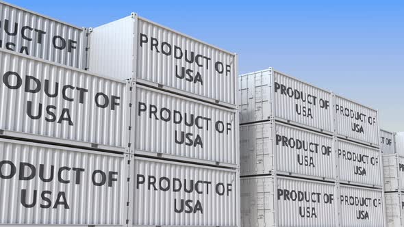 Containers with PRODUCT OF USA Text