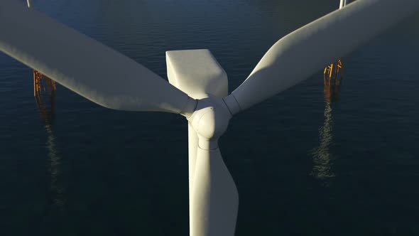 Offshore Wind turbines farm producing electricity from the force of a wind. 4KHD