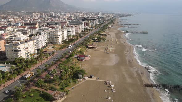 Aerial View Alanya Turkey  Resort Town Seashore