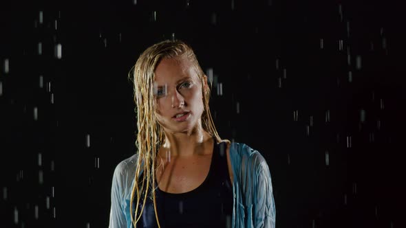 Beautiful Female Hip Hop Dancer In The Rain