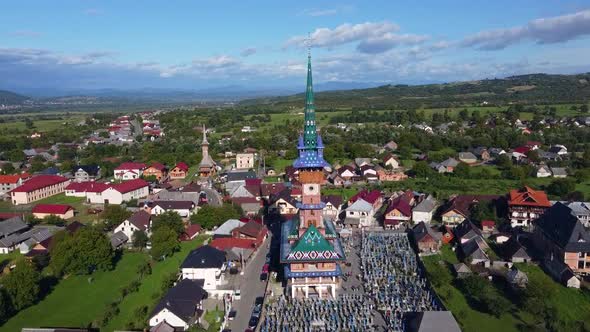 Merry Cemetery In Sapanta Aerial View, Romania