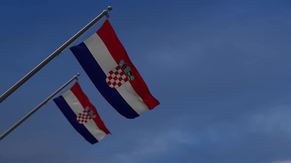 Croatia Flags In The Blue Sky - 4K