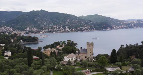 Drone Shot Of Santa Margherita Ligure. Travel Italy, Explore Landscapes.