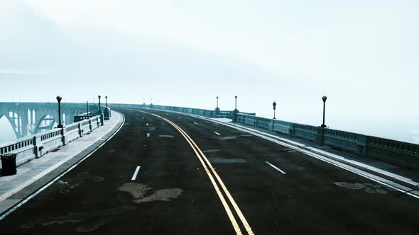 View of the Bridge Over the River in Fog alt