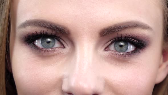Woman's Eye, Squint. Close Up. Slow Motion