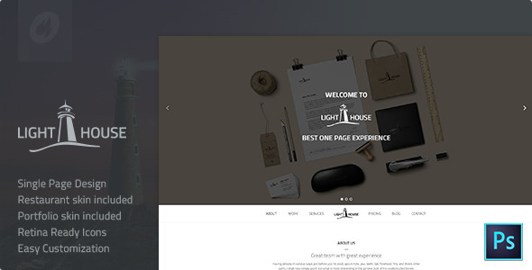 Lighthouse | Single Page PSD Template