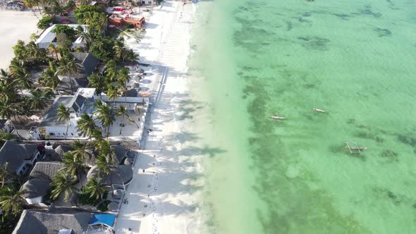 View From a Height of the Indian Ocean Near the Coast of Zanzibar Tanzania