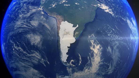 Realistic Earth Zoom Highlight Country Argentina