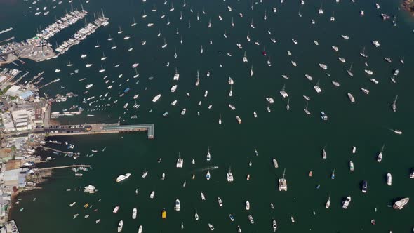 Top view of Hong Kong yacht club in Sai Kung