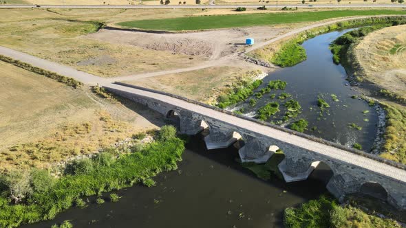 aerial historic bridge river landscape