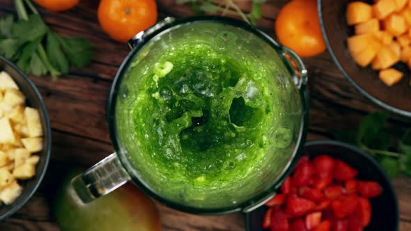 Super Slow Motion Shot of Blending Fresh Fruit Smoothie at 1000 Fps alt
