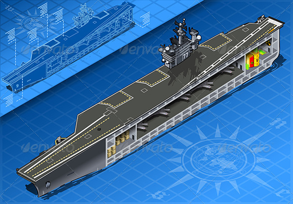 Isometric Aircraft Carrier in Front View