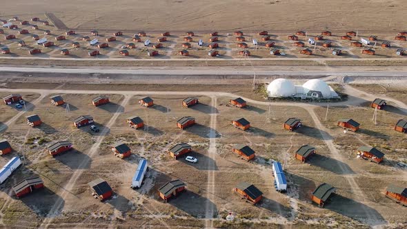 Aerial Photography of a Campsite on the Black Sea Coast on a Sunny Summer Day