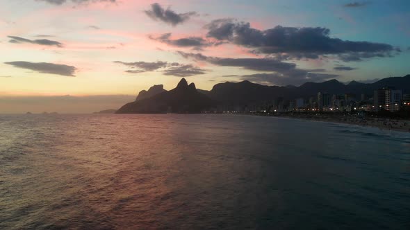 Sunset on the Ocean at Rio De Janeiro Ipanema Beach