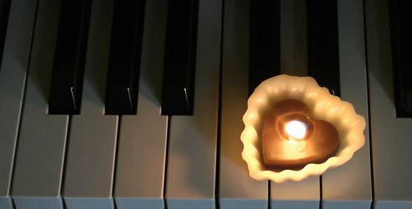 Heart Shape Candle on the Piano