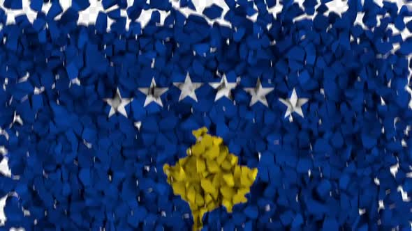 Kosovo Flag Breaking Rocks Transition