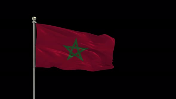 Morocco Looping Of The Waving Flag Pole With Alpha