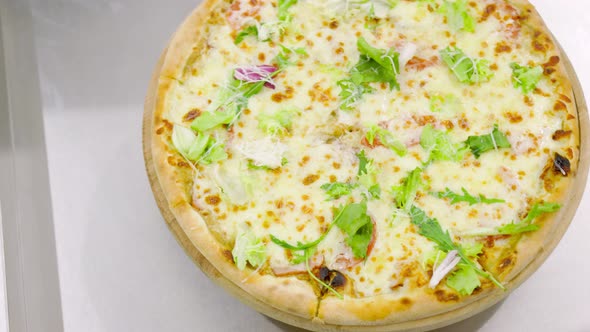 Pizza on a Wooden Tray