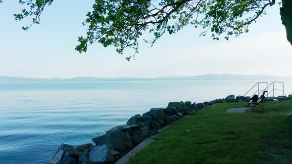 Drone Footage Aerial View of Balaton Lake, Hungary