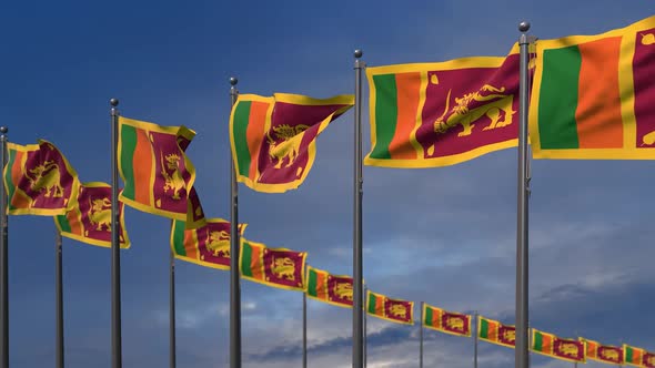 The Sri Lanka Flags Waving In The Wind  2K