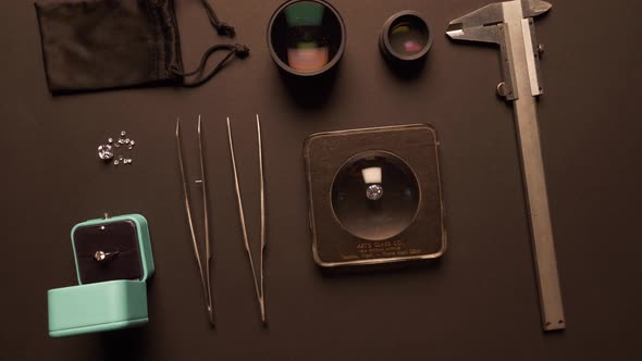 Close Up of Tweezers and Jeweler Tools