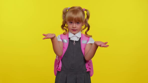 Teen Girl in School Uniform Raising Hands in Indignant Expression Asking Why What Reason of Failure