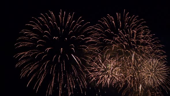 Colorful Firework display at night on sky background alt