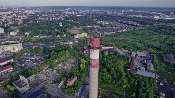 Aerial Top View of the Large Logistics Park with Factories