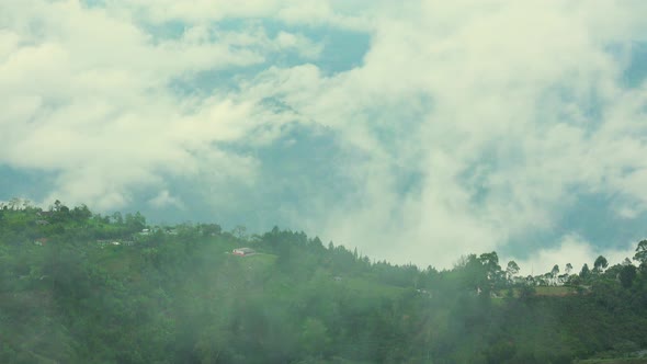 Clouds fly through a little house. Timelapse.