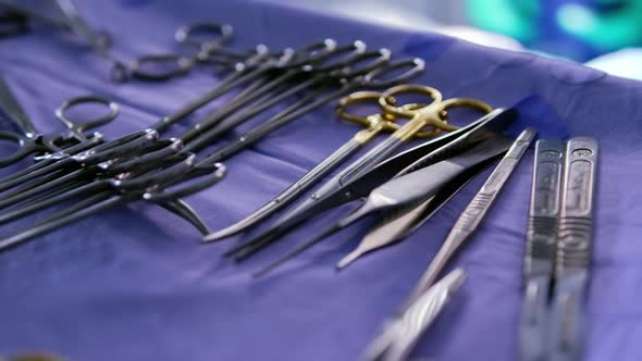 Surgical instruments in a tray 4k