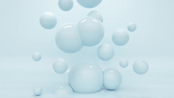 Plastic Shiny Spheres Flying and Connected