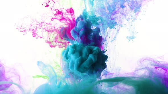 Abstract Ink Collision In Colorful Liquid