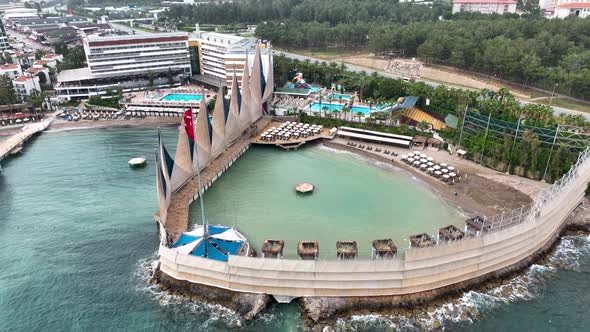 Hotel on the beach aerıal vıew 4 K Turkey Alanya