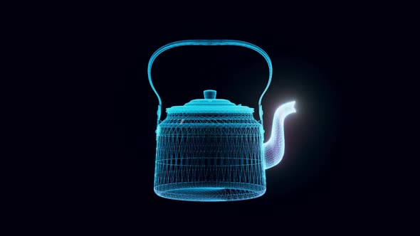Old Tea Pot Hologram Rotating 4k alt