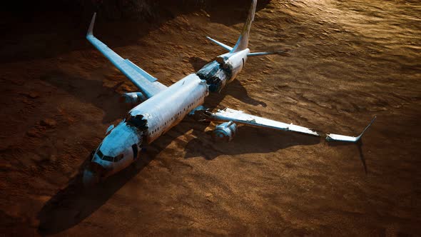 Abandoned Crushed Plane in Desert