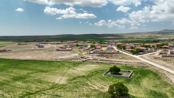 Small farming village in Turkey aerial view 4 K