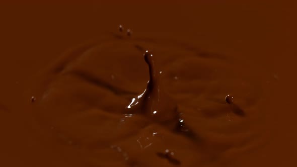 Super Slow Motion Detail Shot of Chocolate Liquid Drop at 1000 Fps