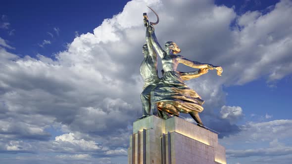 Famous soviet monument Rabochiy i Kolkhoznitsa, Moscow, Russia. Made of in 1937