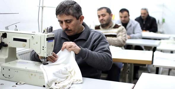 Textile Factory People Sewing