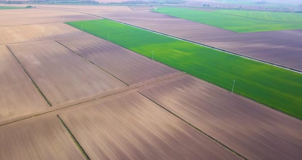 Green and Gray Fields Seen From Above