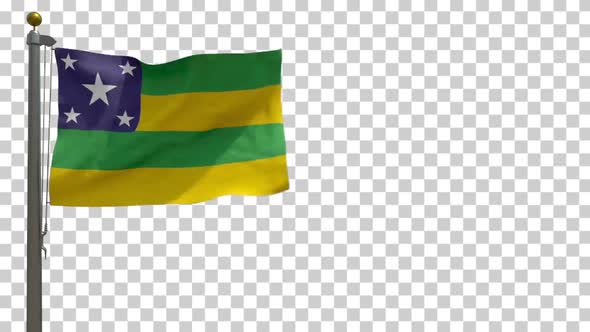Sergipe Flag (Brazil) on Flagpole with Alpha Channel - 4K
