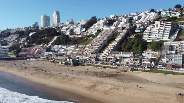 Aerial view Cityscape of Viña del Mar, coast Chile